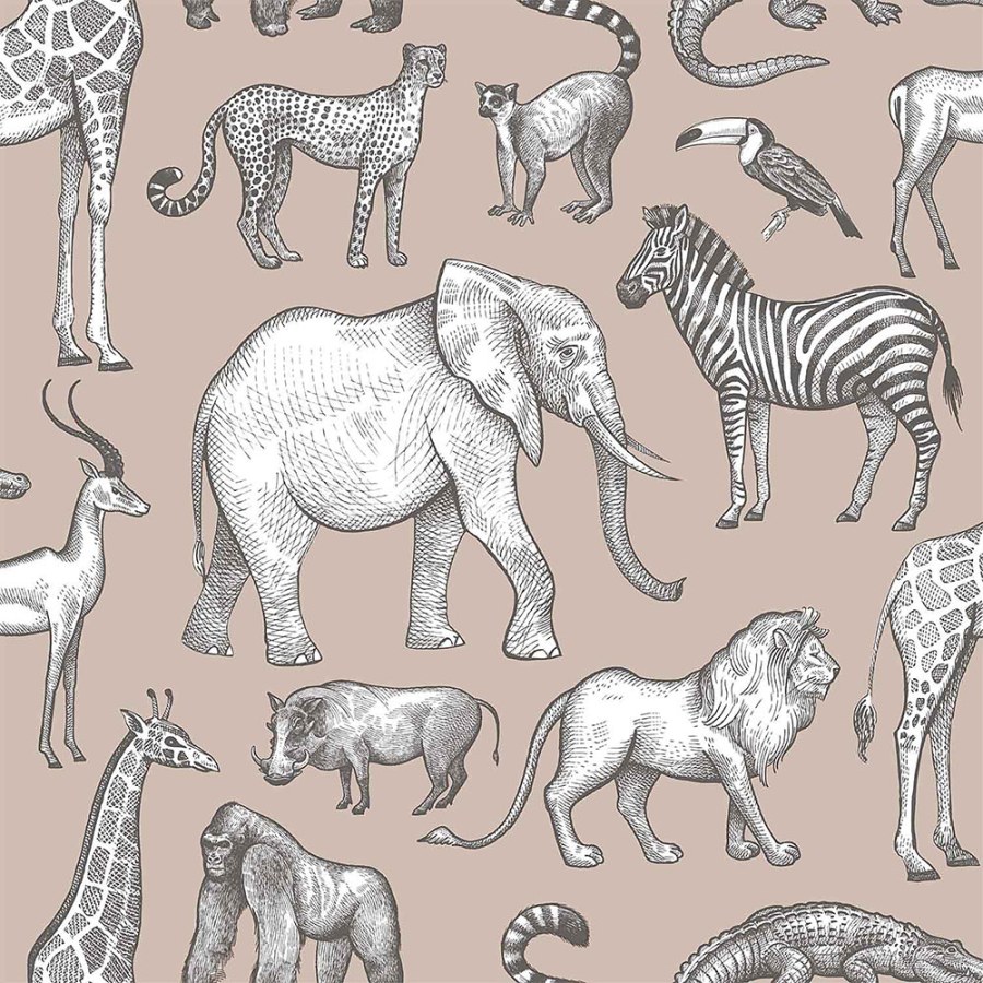 Esta Home - Staroružičasta flis tapeta Životinjice iz Afrike 139271, Forest Friends, Esta Staroružičasta flis tapeta Životinjice iz Afrike 139271, Forest Friends, Esta - Esta Home
