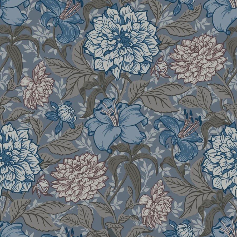 Esta Home - Siva flis cvjetna tapeta za zid, 139480, Vintage Flowers, Esta Home Siva flis cvjetna tapeta za zid, 139480, Vintage Flowers, Esta Home - Esta Home