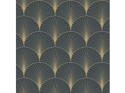 Tamnoplava geometrijska flis tapeta 139231, Art Deco, Esta