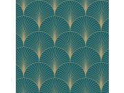Tamnotirkizna geometrijska flis tapeta 139230, Art Deco, Esta