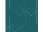 Tirkizna geometrijska flis tapeta, zlatne linije 139224, Art Deco, Esta