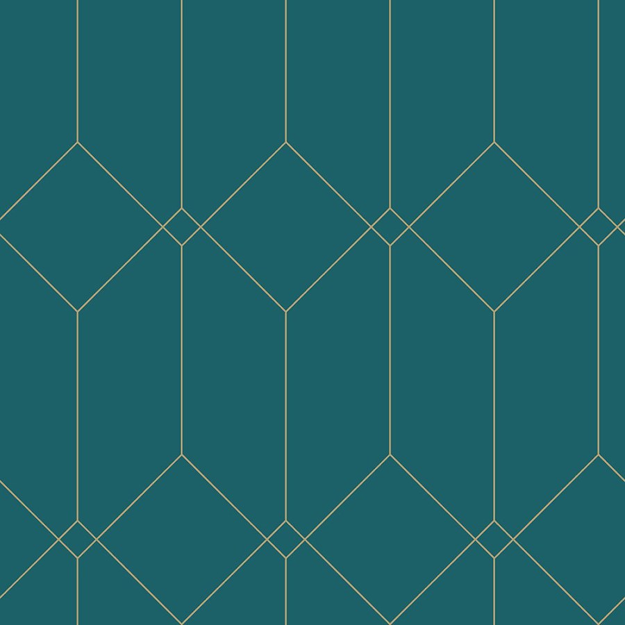 Tirkizna geometrijska flis tapeta, zlatne linije 139224, Art Deco, Esta Tirkizna geometrijska flis tapeta, zlatne linije 139224, Art Deco, Esta