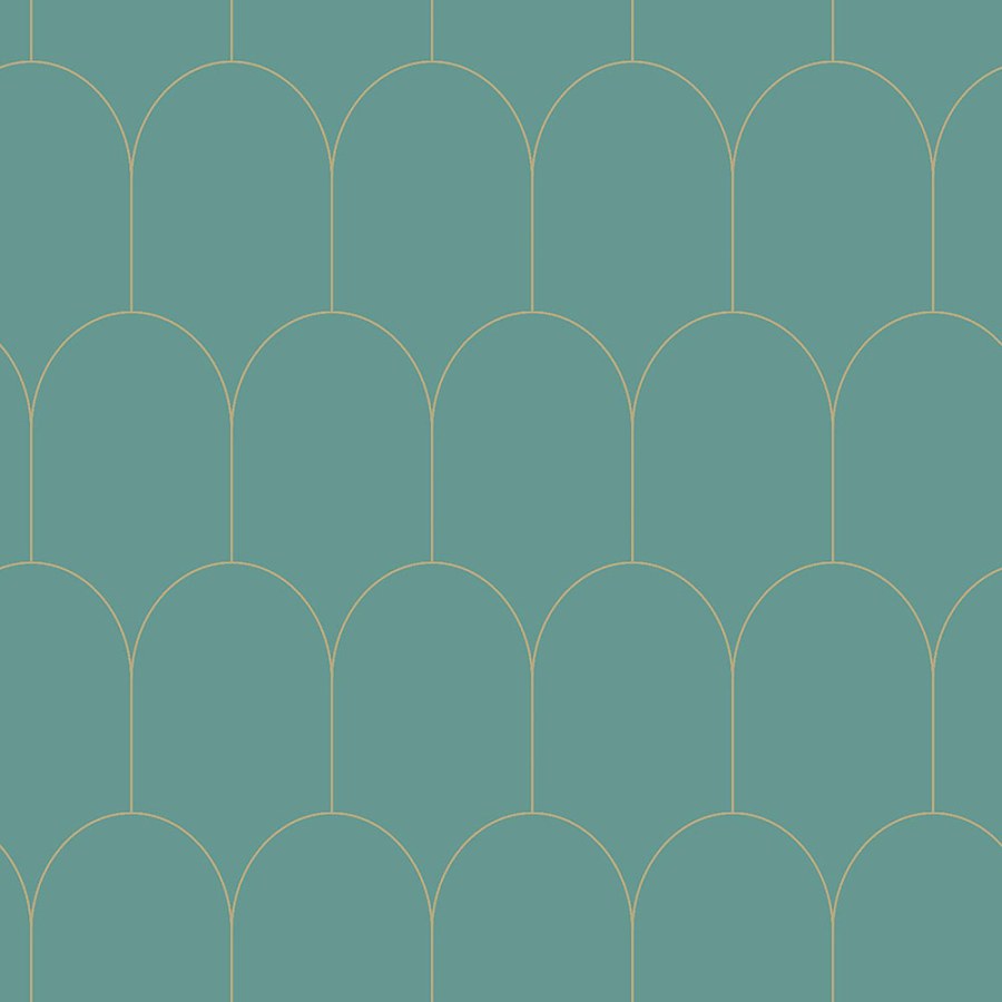 Esta Home - Tirkizna flis tapeta, geometrijski lučni uzorak 139204, Art Deco, Esta Tirkizna flis tapeta, geometrijski lučni uzorak 139204, Art Deco, Esta - Esta Home