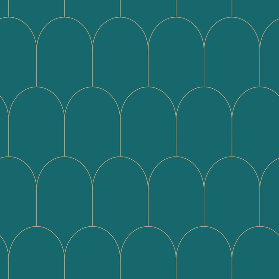 Esta Home - Tirkizna flis tapeta, geometrijski lučni uzorak 139205, Art Deco, Esta Tirkizna flis tapeta, geometrijski lučni uzorak 139205, Art Deco, Esta - Esta Home