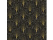 Flis tapeta za zid, Art Deco, crno-zlatna, 139457, Bloom, Esta Home