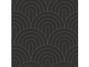 Flis tapeta za zid, Art Deco, crno-zlatna, 139742, Bloom, Esta Home