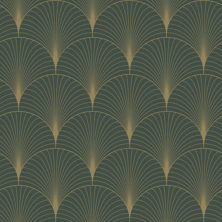 Flis tapeta za zid, Art Deco, zeleno-zlatna, 139584, Bloom, Esta Home Flis tapeta za zid, Art Deco, zeleno-zlatna, 139584, Bloom, Esta Home
