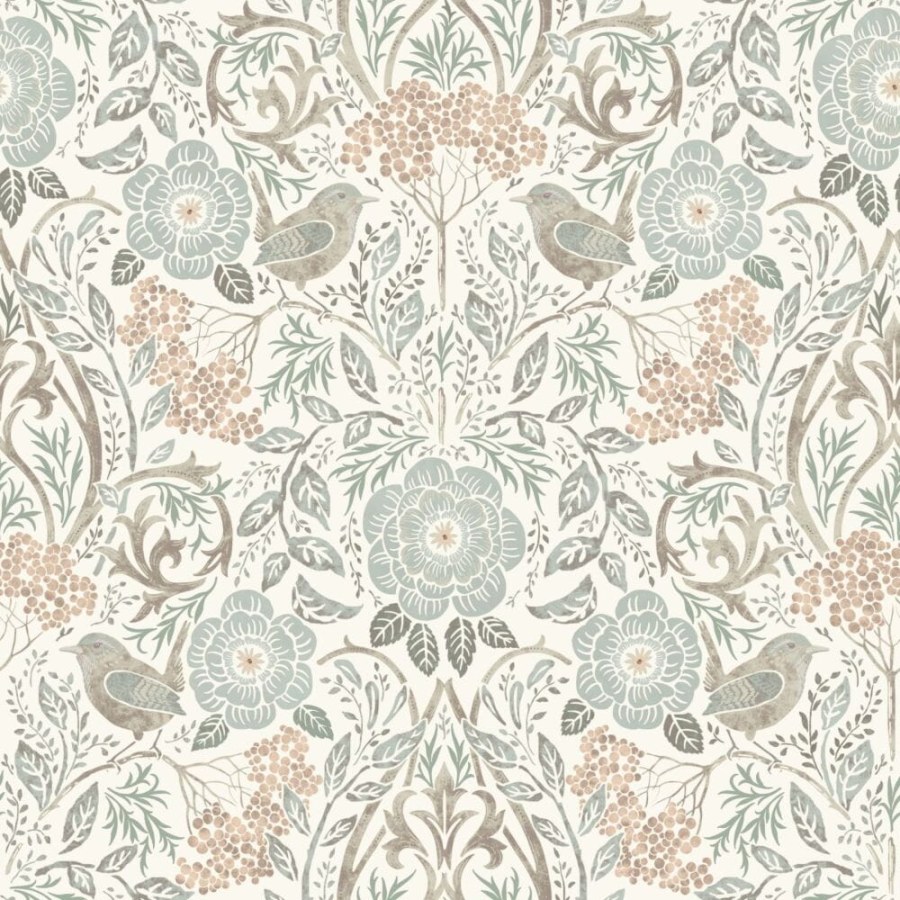 Flis tapeta s biljkama i ptičicama, 139294, Vintage Flowers, Esta Home Flis tapeta s biljkama i ptičicama, 139294, Vintage Flowers, Esta Home