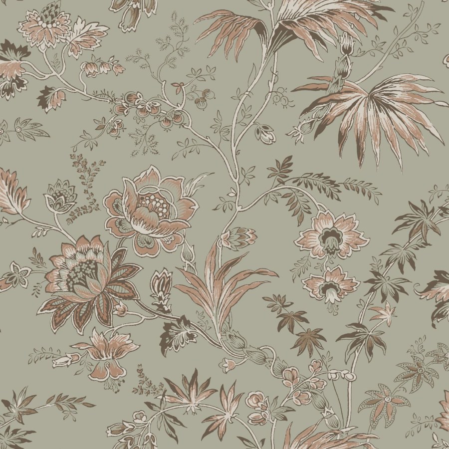 Esta Home - Zelena flis cvjetna tapeta za zid, 139297, Vintage Flowers, Esta Home Zelena flis cvjetna tapeta za zid, 139297, Vintage Flowers, Esta Home - Esta Home