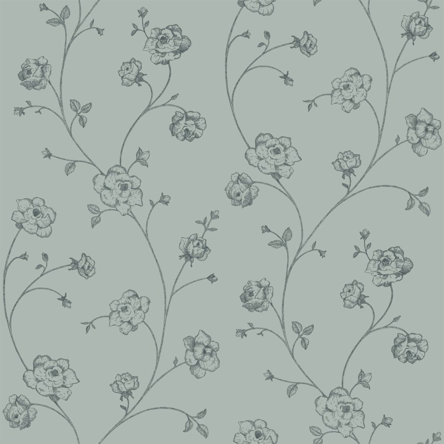 Zelena flis cvjetna tapeta za zid, 139314, Vintage Flowers, Esta Home Zelena flis cvjetna tapeta za zid, 139314, Vintage Flowers, Esta Home