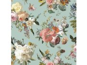 Zelena flis cvjetna tapeta za zid, 139366, Vintage Flowers, Esta Home Esta Home