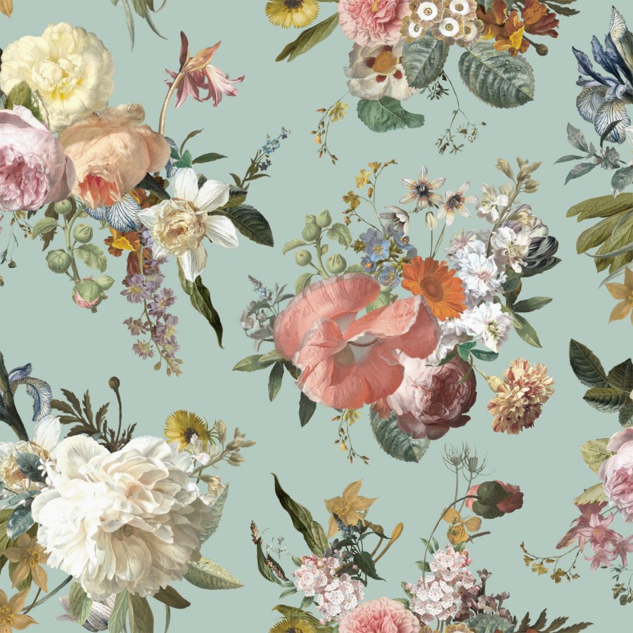 Zelena flis cvjetna tapeta za zid, 139366, Vintage Flowers, Esta Home Zelena flis cvjetna tapeta za zid, 139366, Vintage Flowers, Esta Home