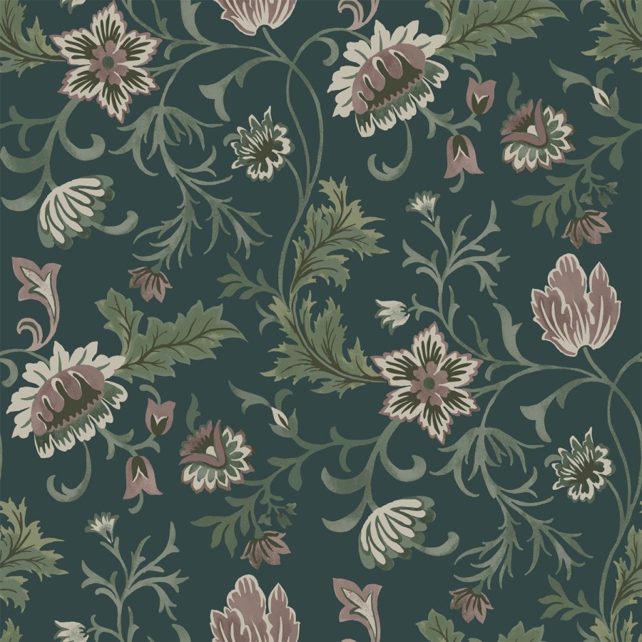 Esta Home - Zelena flis cvjetna tapeta za zid, 139415, Vintage Flowers, Esta Home Zelena flis cvjetna tapeta za zid, 139415, Vintage Flowers, Esta Home - Esta Home