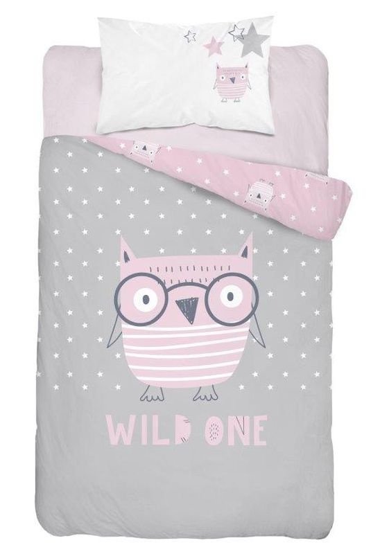 DETEXPOL Posteljina za dječji krevetić Moudrá Sova pink  Pamuk, 100/135, 40/60 cm