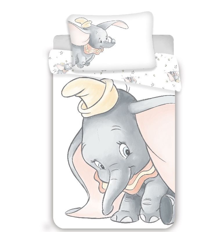 JERRY FABRICS Posteljina za dječji krevetić Dumbo Grey baby Pamuk, 100/135, 40/60 cm - Posteljina s licencijom
