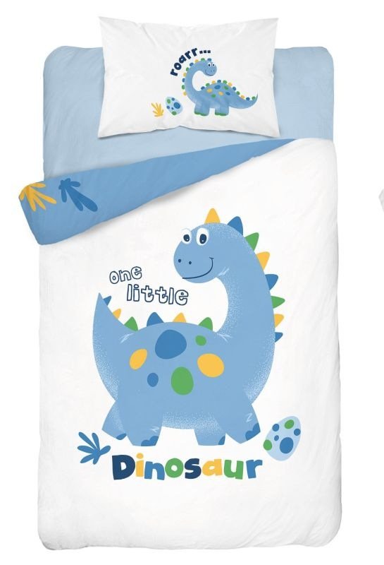 DETEXPOL Bambusova posteljina za dječji krevetić Dino plava  Pamuk, Bambus, 100/135, 40/60 cm