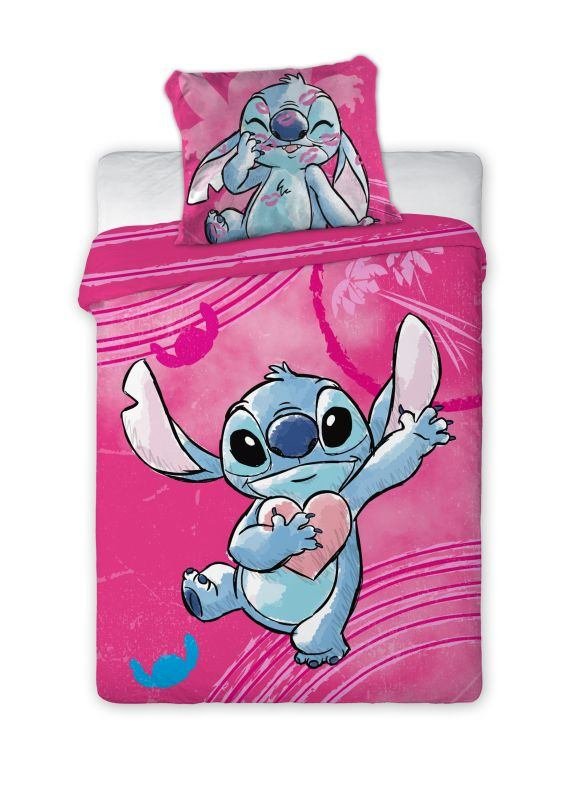 FARO Posteljina za dječji krevetić Lilo and Stitch pink Pamuk, 100/135, 40/60 cm - Posteljina s licencijom