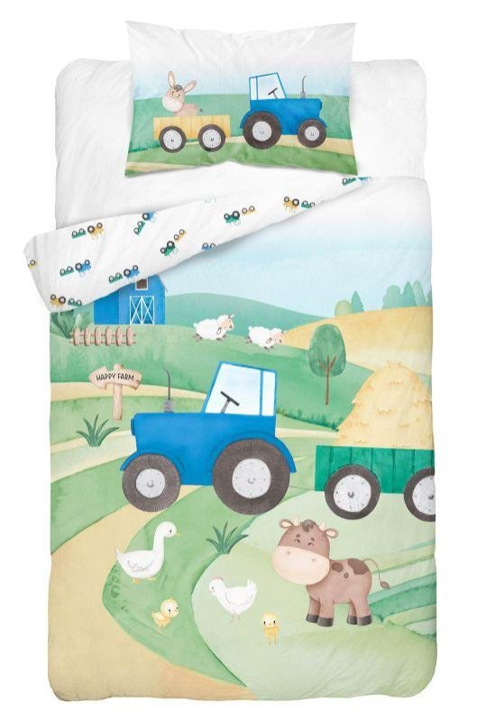DETEXPOL Bambusova posteljina za dječji krevetić Sretna farma plava Pamuk, Bambus, 100/135, 40/60 cm - Posteljina nelicencijska