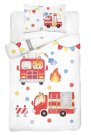 DETEXPOL Bambusova posteljina za dječji krevetić Vatrogasci bijela Pamuk, Bambus, 100/135, 40/60 cm